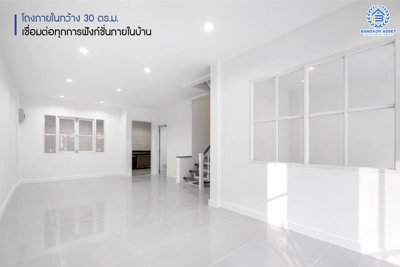 บ้านมือสองตกแต่งใหม่ ม.บุศรินทร์ วงแหวน (บ้านกล้วย-ไทรน้อย) จากแบรนด์ L&H เนื้อที่ 20.5 ตร.ว. ฟังก์ชั่น 3 ห้องนอน 2 ห้องน้ำ ตอบโจทย์ทุกการอยู่อาศัย ใกล้เซ็นทรัลเวสต์เกต และ รถไฟฟ้า "สถานีคลองบางไผ่"